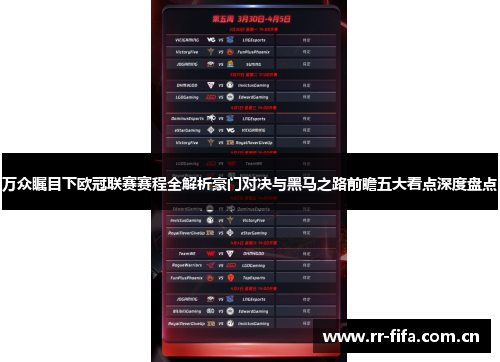万众瞩目下欧冠联赛赛程全解析豪门对决与黑马之路前瞻五大看点深度盘点 万众瞩目下欧冠联赛赛程全解析豪门对决与黑马之路前瞻五大看点深度盘点